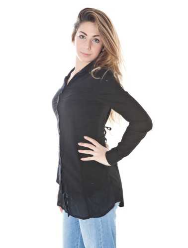 DENNY ROSE CAMICIA MANICHE LUNGHE DONNA NERO