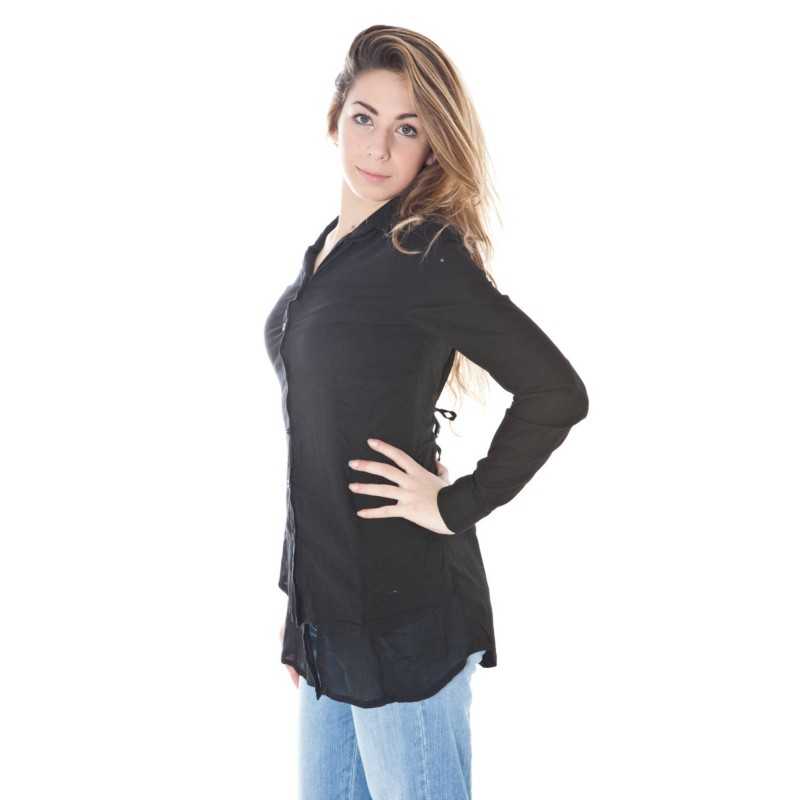 DENNY ROSE WOMEN'S LONG SLEEVE SHIRT BLACK