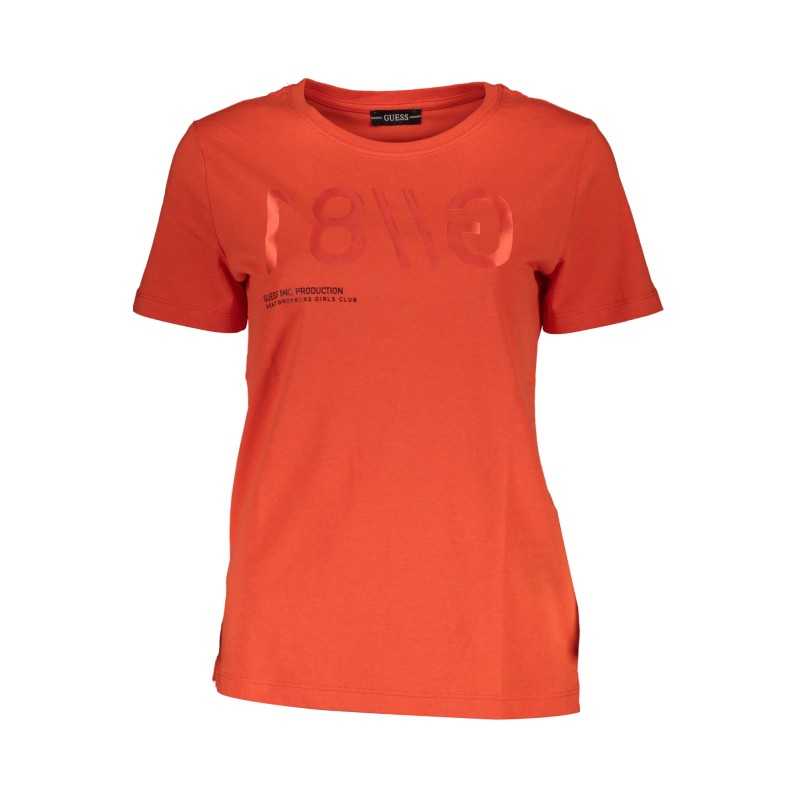 GUESS JEANS T-SHIRT MANICHE CORTE DONNA ROSSO