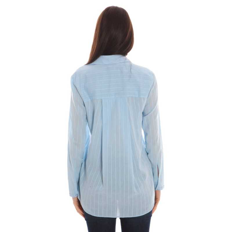 GANT CAMICIA MANICHE LUNGHE DONNA AZZURRO