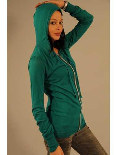 PATRIZIA PEPE SWEATSHIRT WITH ZIP WOMAN GREEN