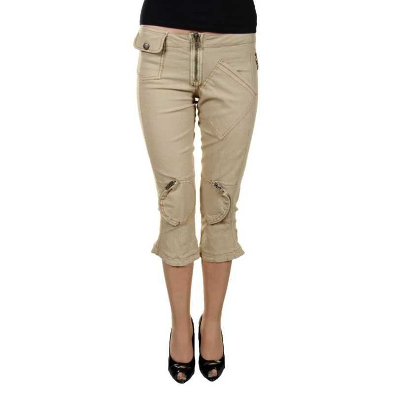 KING'S JEANS WOMEN'S BEIGE FISHERMAN PANTS