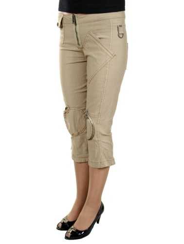 KING'S JEANS WOMEN'S BEIGE FISHERMAN PANTS