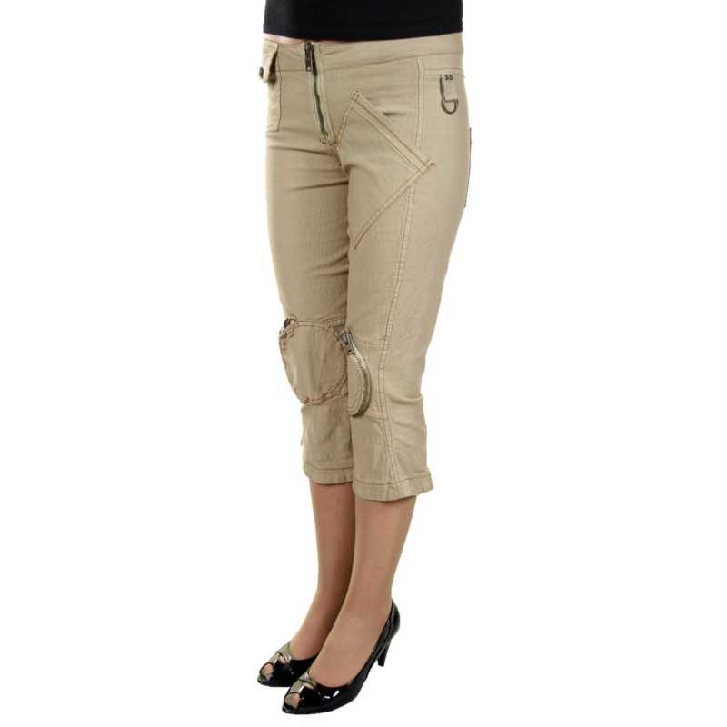 KING'S JEANS WOMEN'S BEIGE FISHERMAN PANTS