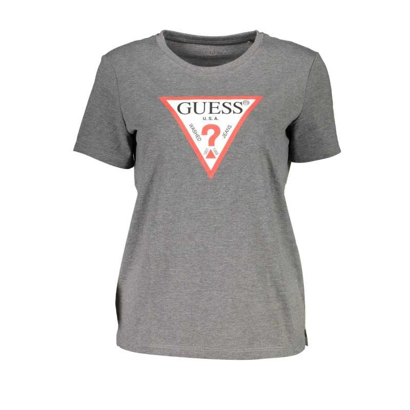 GUESS JEANS T-SHIRT MANICHE CORTE DONNA GRIGIO