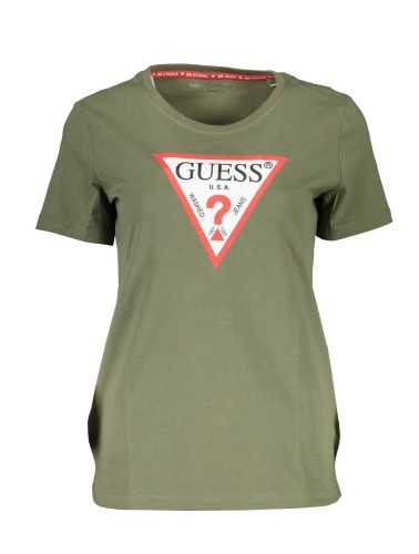 GUESS JEANS T-SHIRT MANICHE CORTE DONNA VERDE