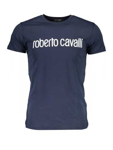 ROBERTO CAVALLI MEN'S SHORT SLEEVE T-SHIRT BLUE