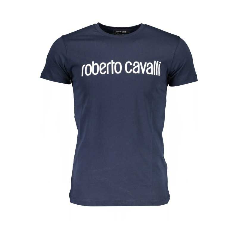 ROBERTO CAVALLI MEN'S SHORT SLEEVE T-SHIRT BLUE