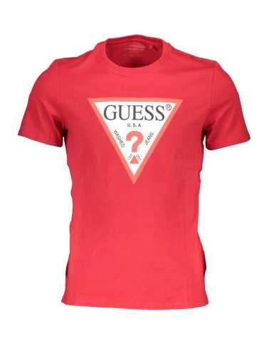 GUESS JEANS T-SHIRT MANICHE CORTE UOMO ROSSO