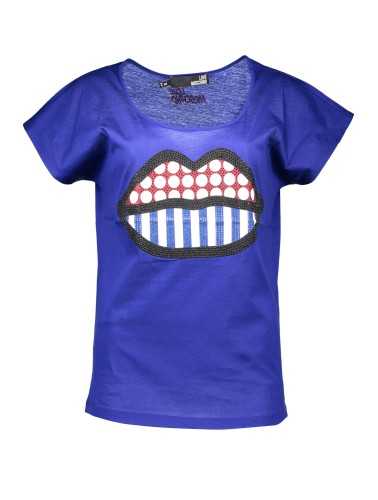 LOVE MOSCHINO T-SHIRT MANICHE CORTE DONNA BLU