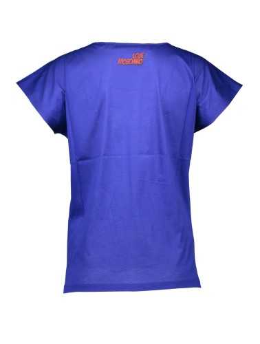 LOVE MOSCHINO T-SHIRT MANICHE CORTE DONNA BLU