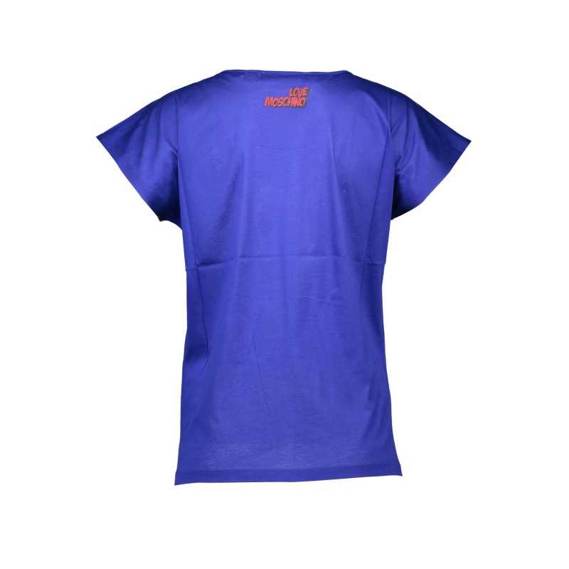 LOVE MOSCHINO T-SHIRT MANICHE CORTE DONNA BLU