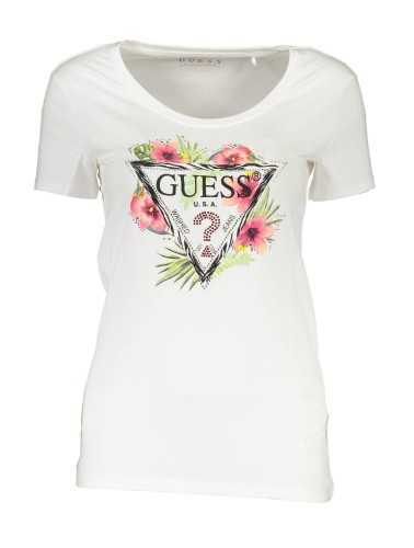 GUESS JEANS T-SHIRT MANICHE CORTE DONNA BIANCO