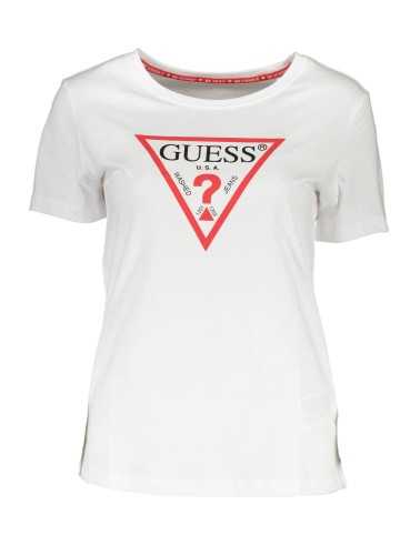 GUESS JEANS T-SHIRT MANICHE CORTE DONNA BIANCO