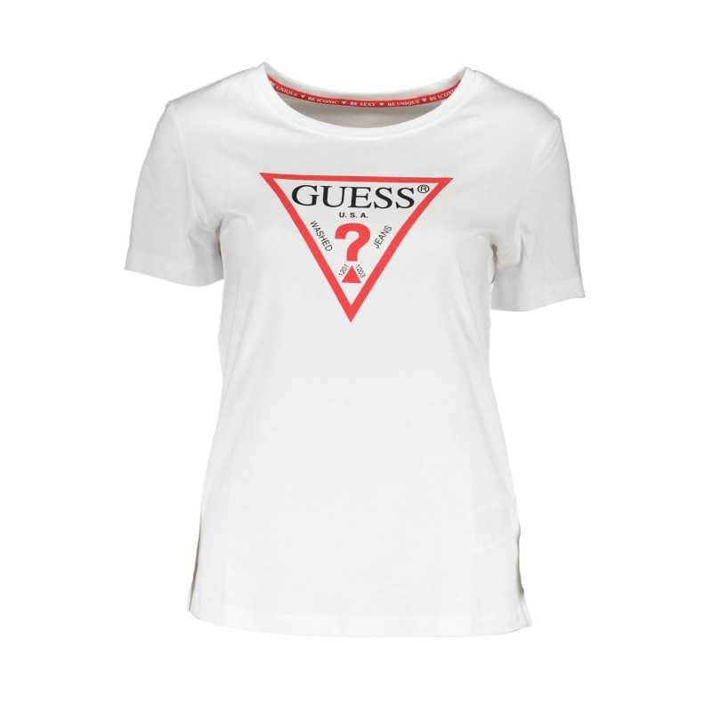 GUESS JEANS T-SHIRT MANICHE CORTE DONNA BIANCO