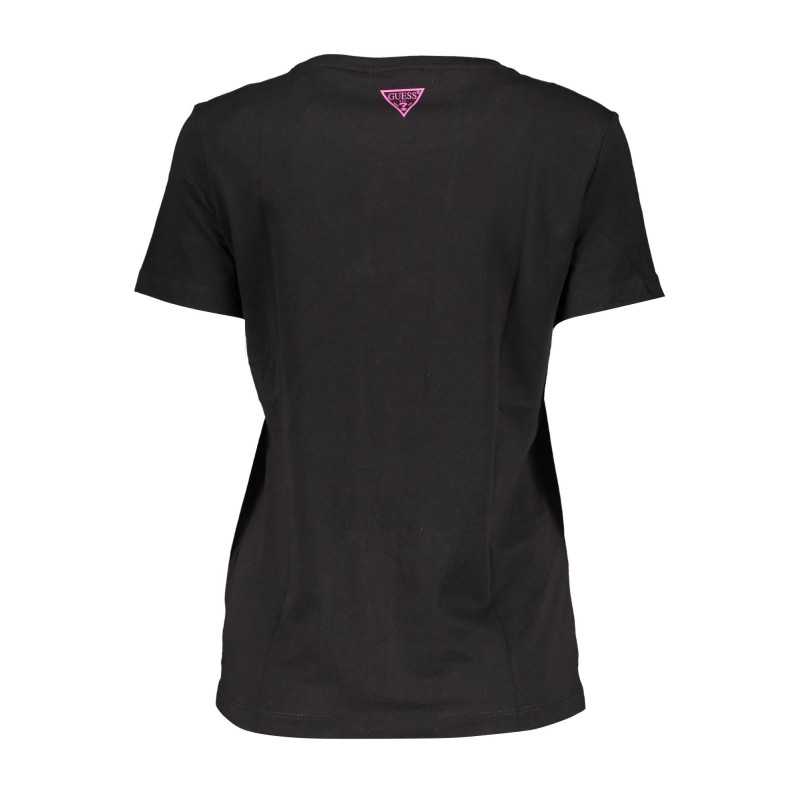 GUESS JEANS T-SHIRT MANICHE CORTE DONNA NERO