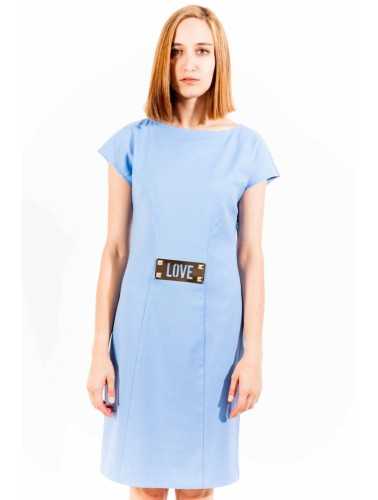 LOVE MOSCHINO SHORT DRESS WOMAN LIGHT BLUE