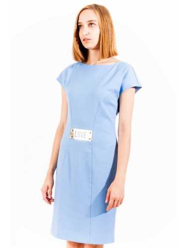 LOVE MOSCHINO SHORT DRESS WOMAN LIGHT BLUE