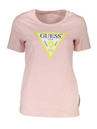 GUESS JEANS T-SHIRT MANICHE CORTE DONNA ROSA