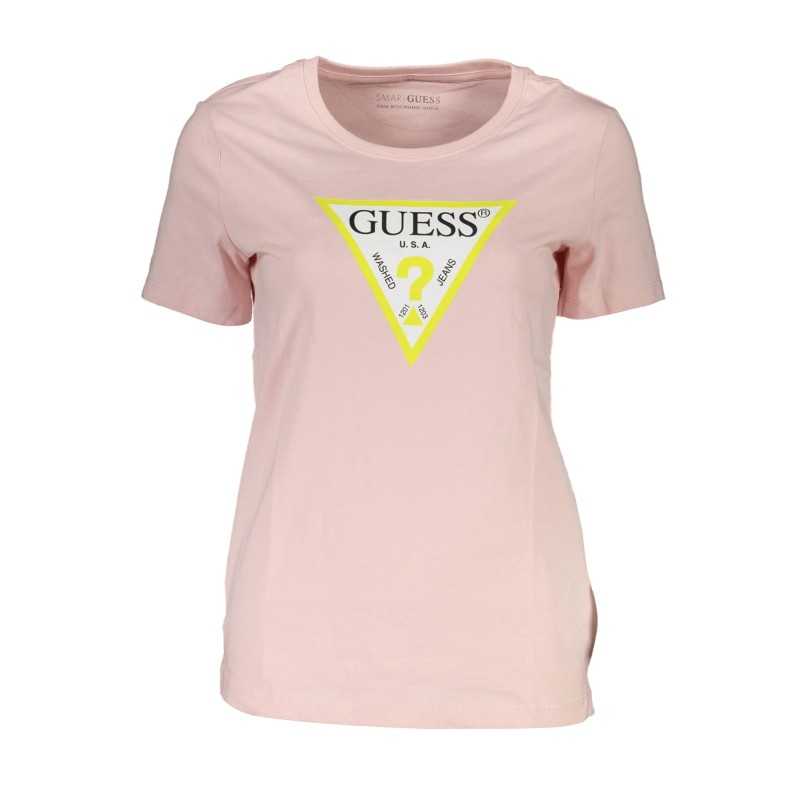 GUESS JEANS T-SHIRT MANICHE CORTE DONNA ROSA