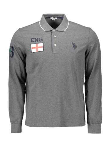 US POLO SHIRT LONG SLEEVE MEN'S GRAY