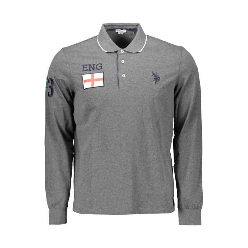 US POLO SHIRT LONG SLEEVE MEN'S GRAY