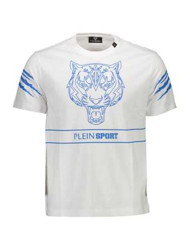 PLEIN SPORT WHITE MEN'S SHORT SLEEVE T-SHIRT