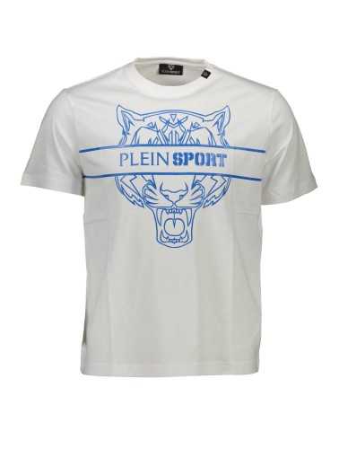 PLEIN SPORT WHITE MEN'S SHORT SLEEVE T-SHIRT