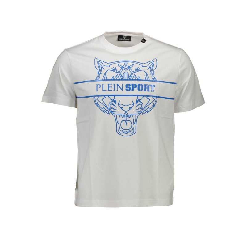 PLEIN SPORT WHITE MEN'S SHORT SLEEVE T-SHIRT