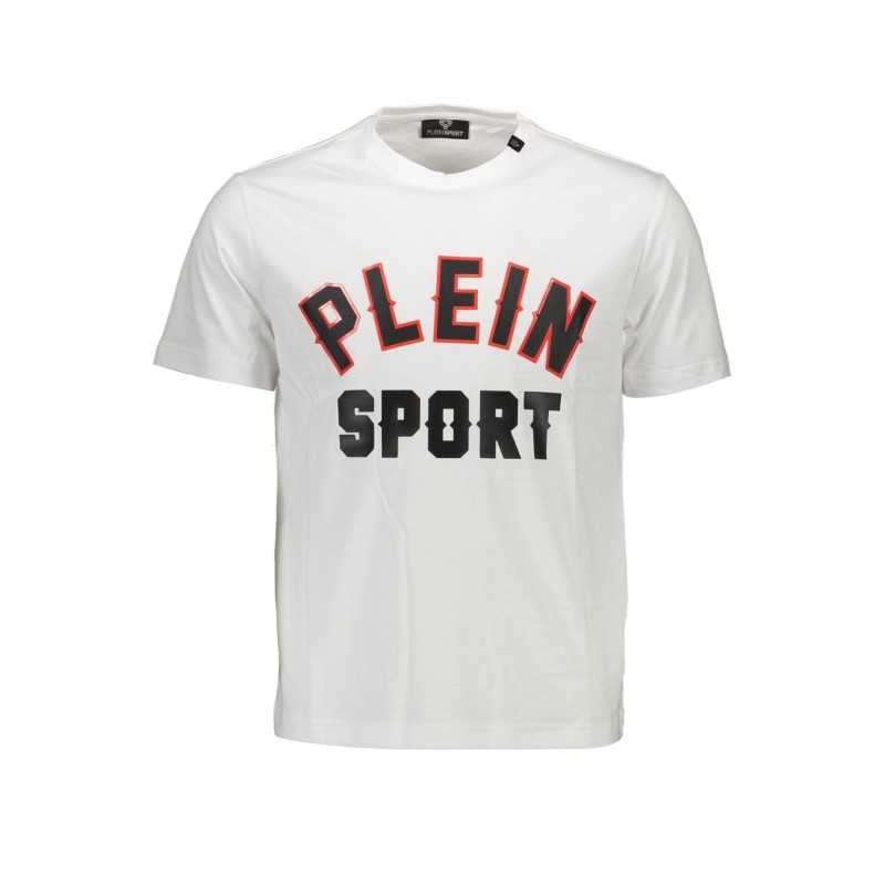 PLEIN SPORT WHITE MEN'S SHORT SLEEVE T-SHIRT