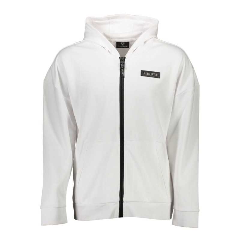 PLEIN SPORT SWEATSHIRT WITH ZIP MAN WHITE