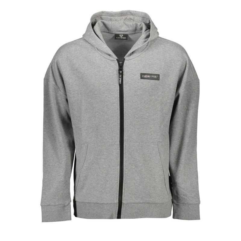 PLEIN SPORT SWEATSHIRT WITH ZIP MAN GRAY