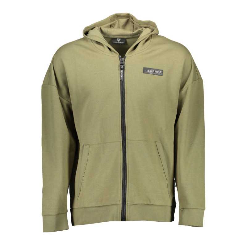 PLEIN SPORT SWEATSHIRT WITH ZIP MAN GREEN