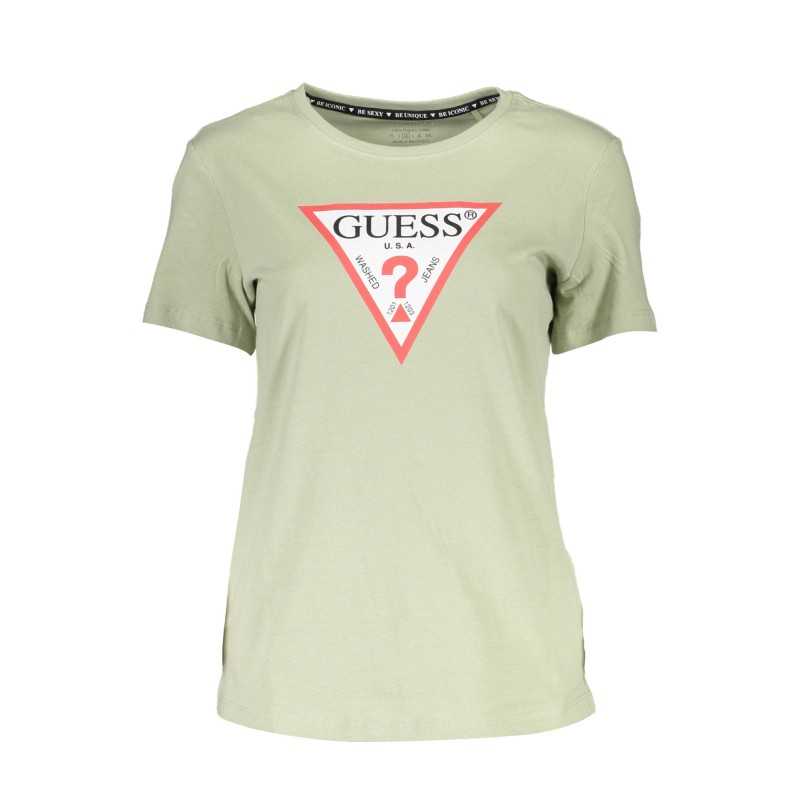 GUESS JEANS T-SHIRT MANICHE CORTE DONNA VERDE