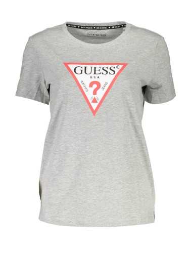 GUESS JEANS T-SHIRT MANICHE CORTE DONNA GRIGIO