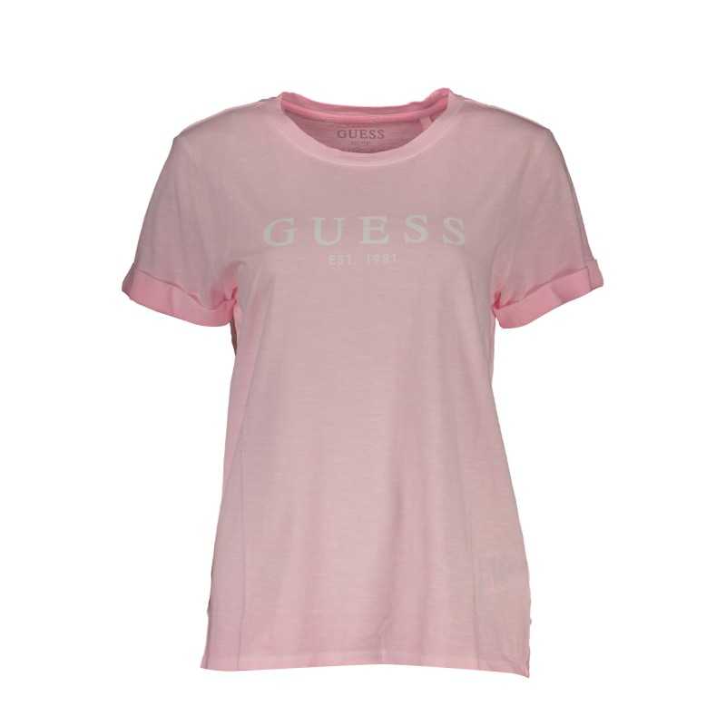 GUESS JEANS T-SHIRT MANICHE CORTE DONNA ROSA