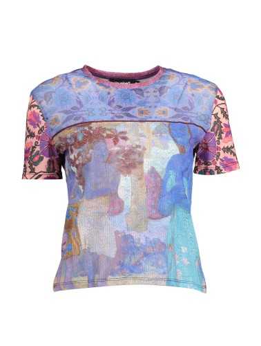 DESIGUAL T-SHIRT MANICHE CORTE DONNA AZZURRO