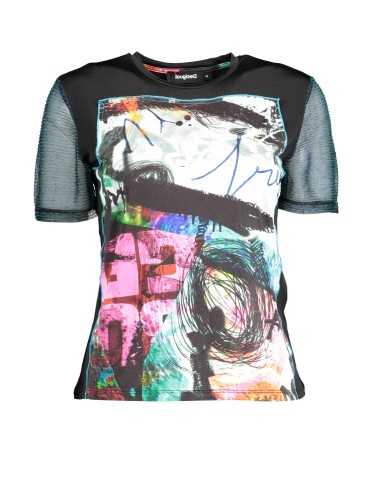 DESIGUAL T-SHIRT MANICHE CORTE DONNA NERO