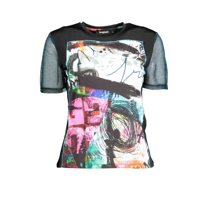 DESIGUAL T-SHIRT MANICHE CORTE DONNA NERO