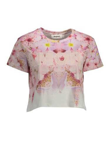 DESIGUAL T-SHIRT MANICHE CORTE DONNA ROSA