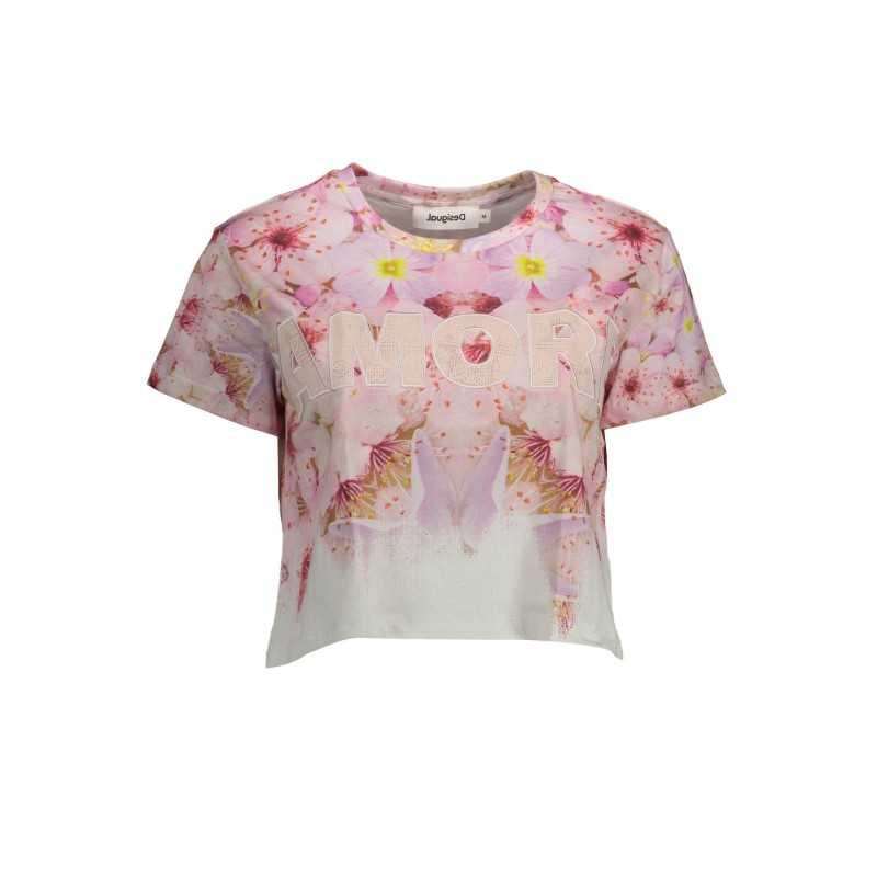 DESIGUAL T-SHIRT MANICHE CORTE DONNA ROSA