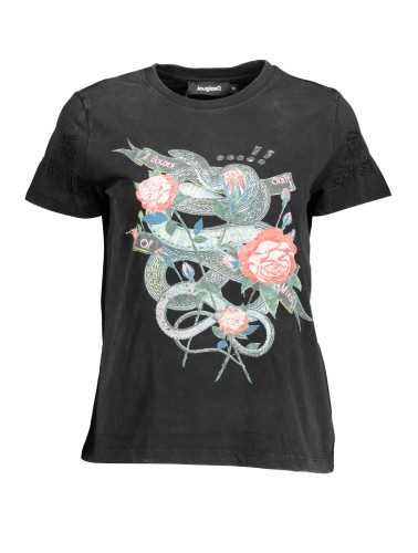 DESIGUAL T-SHIRT MANICHE CORTE DONNA NERO