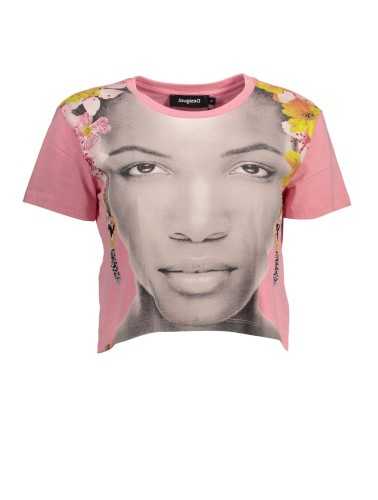 DESIGUAL T-SHIRT MANICHE CORTE DONNA ROSA