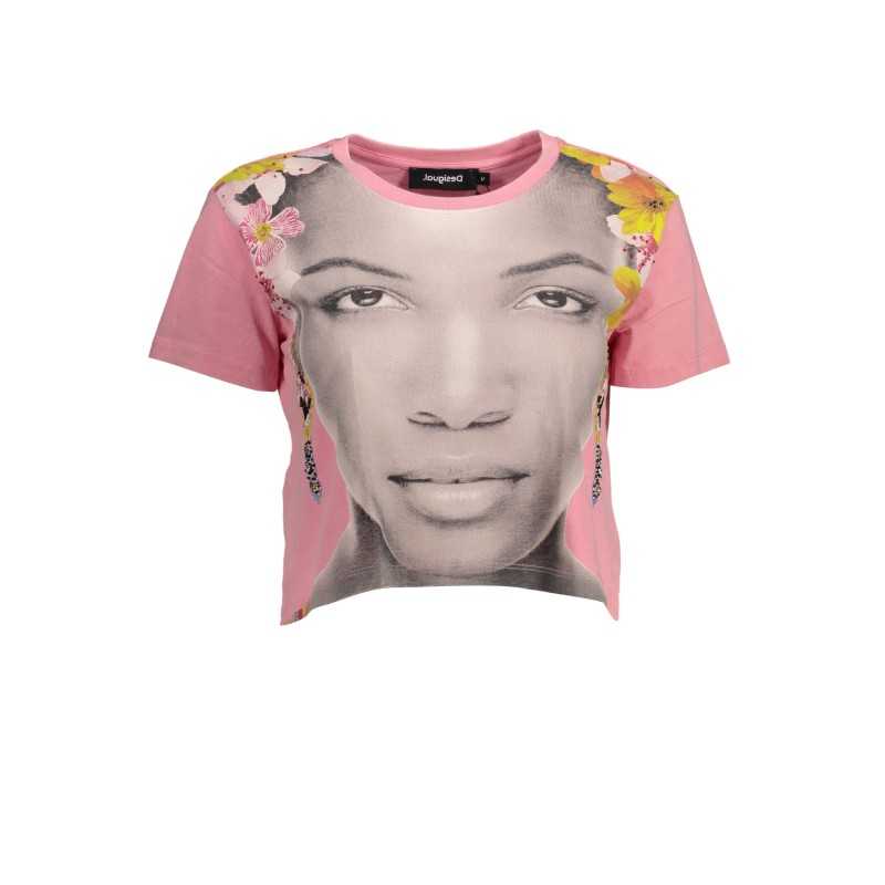 DESIGUAL T-SHIRT MANICHE CORTE DONNA ROSA