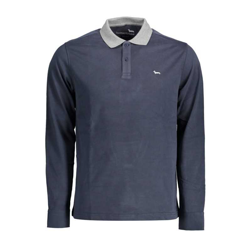 HARMONT & BLAINE MEN'S BLUE LONG SLEEVE POLO SHIRT