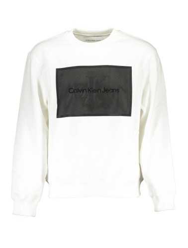 CALVIN KLEIN WHITE MEN'S SWEATSHIRT WITHOUT ZIP