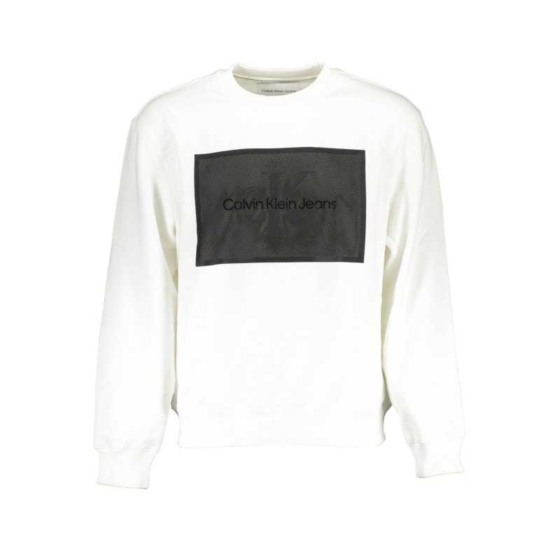 CALVIN KLEIN WHITE MEN'S SWEATSHIRT WITHOUT ZIP