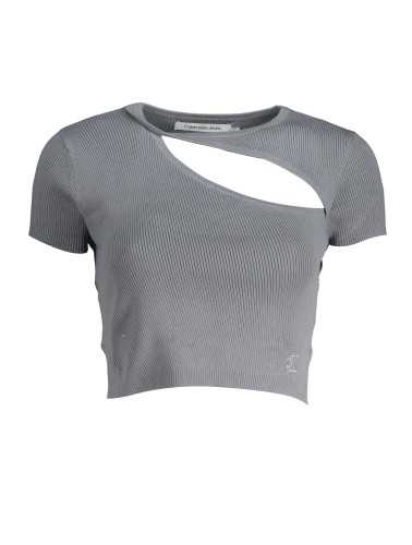 CALVIN KLEIN T-SHIRT MANICHE CORTE DONNA GRIGIO