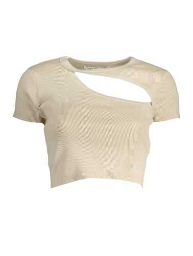 CALVIN KLEIN T-SHIRT MANICHE CORTE DONNA BEIGE