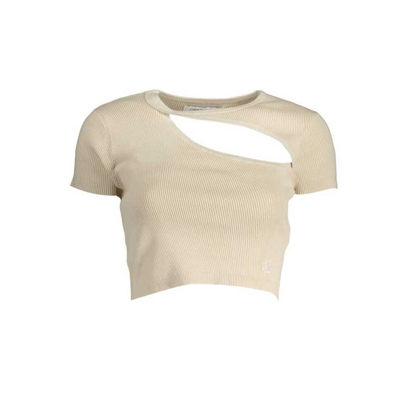 CALVIN KLEIN T-SHIRT MANICHE CORTE DONNA BEIGE